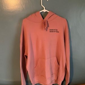 pink made in the image of God woman’s hoodie, L